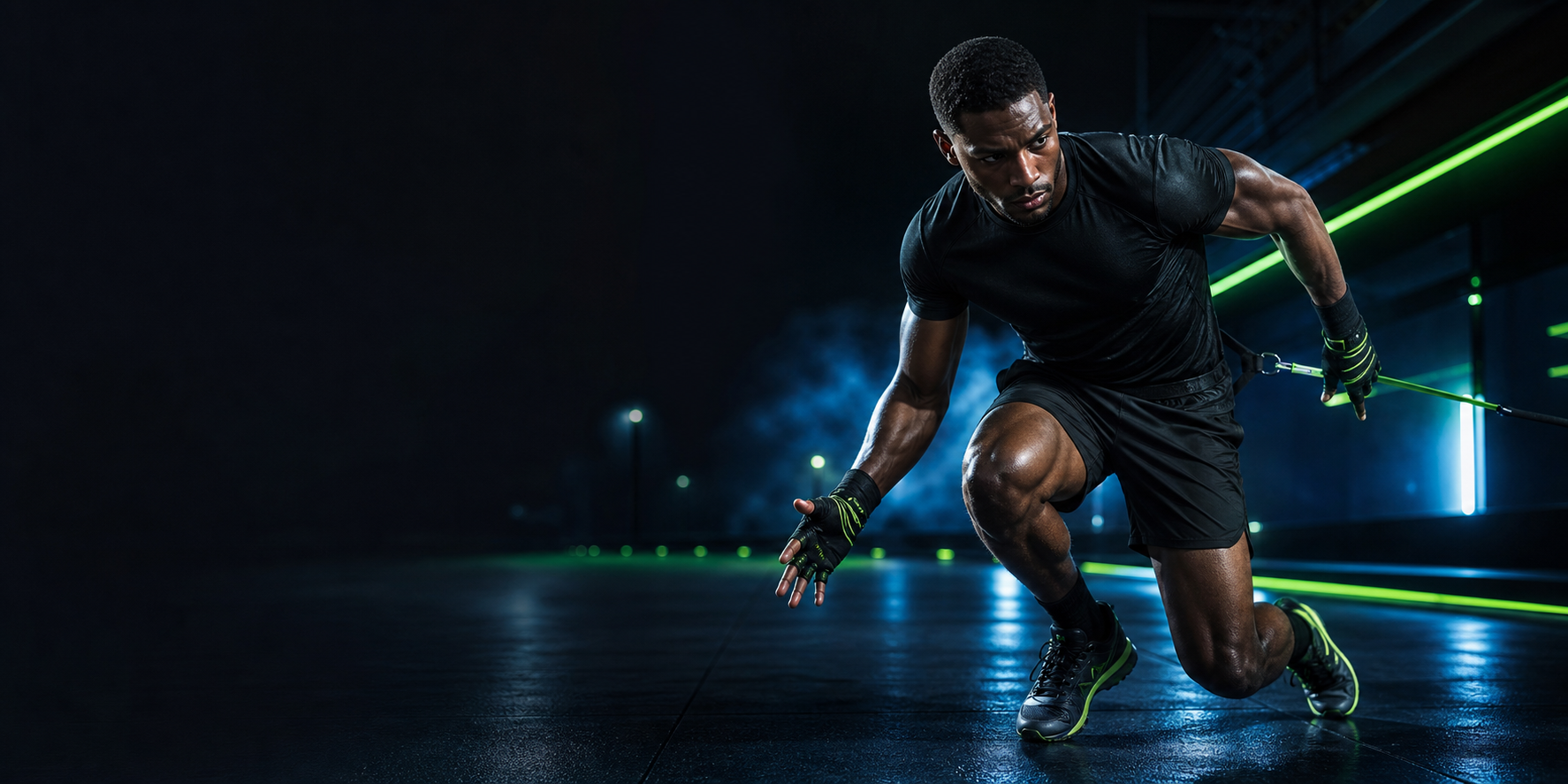 Atleta entrenando con energía deportiva